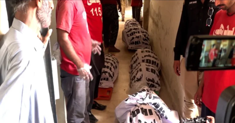 The dead bodies of a doctor, his wife, and three daughters